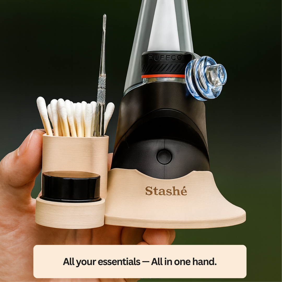 The Stashé — One-Hand Portable Base for Puffco Peak