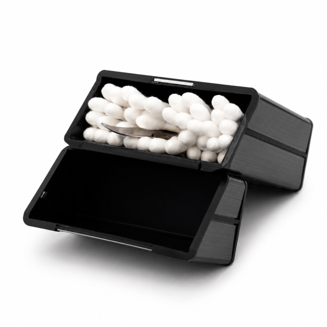 Swab Cache Container, Magnetic-Close Cotton Swab Storage, Pocket-Friendly
