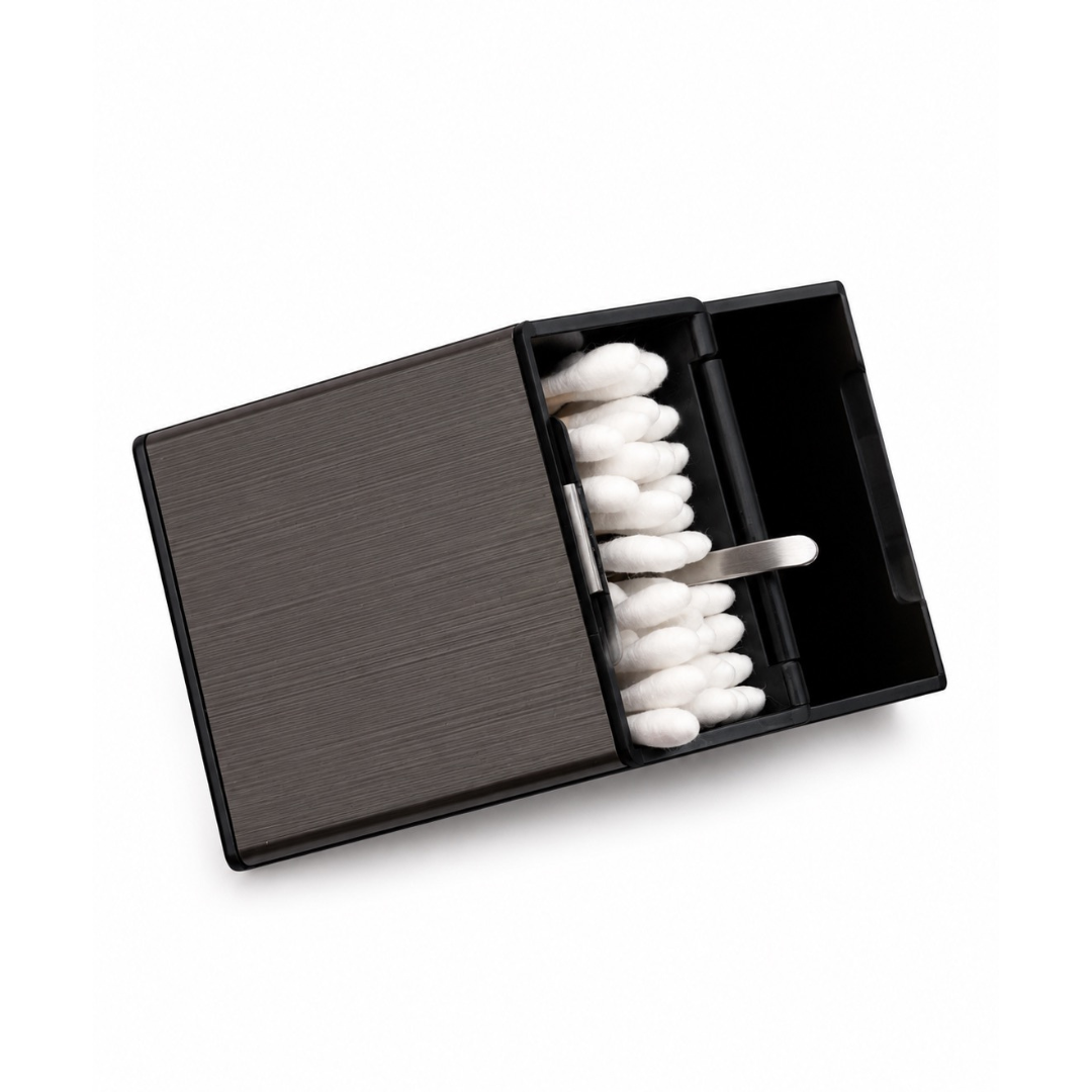 Swab Cache Container, Magnetic-Close Cotton Swab Storage, Pocket-Friendly